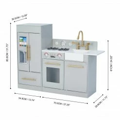 TeamsonUS Teamson Kids - Little Chef Chelsea Modern Play Kitchen - Silver Grey / Gold