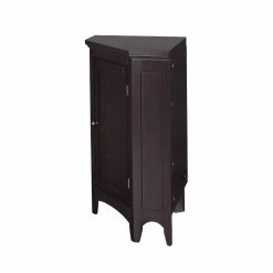 TeamsonUS Teamson Home Glancy Wooden Corner Floor Cabinet With Shutter Door, Dark Brown