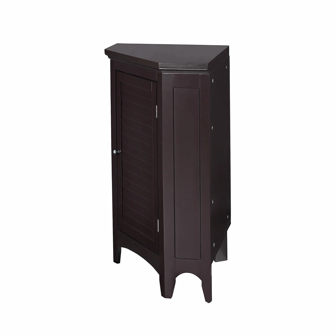 TeamsonUS Teamson Home Glancy Wooden Corner Floor Cabinet With Shutter Door, Dark Brown