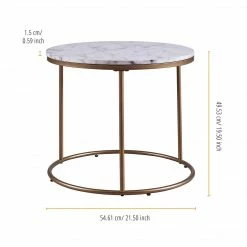 TeamsonUS Teamson Home Marmo Modern Marble-Look Round Side Table, Marble/Brass