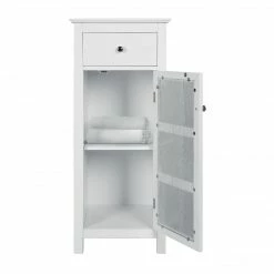 TeamsonUS Teamson Home Connor Floor Cabinet With Adjustable Shelf And Storage Drawer, White