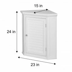 TeamsonUS Teamson Home Glancy Wooden Corner Wall Cabinet With Shutter Door, White
