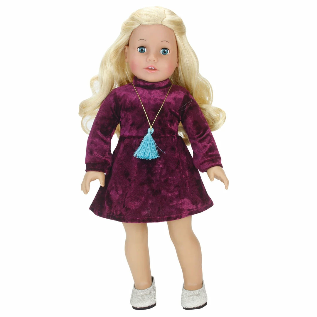 TeamsonUS Sophia's Flat Glitter Shoes With Bow For 18" Dolls, Silver