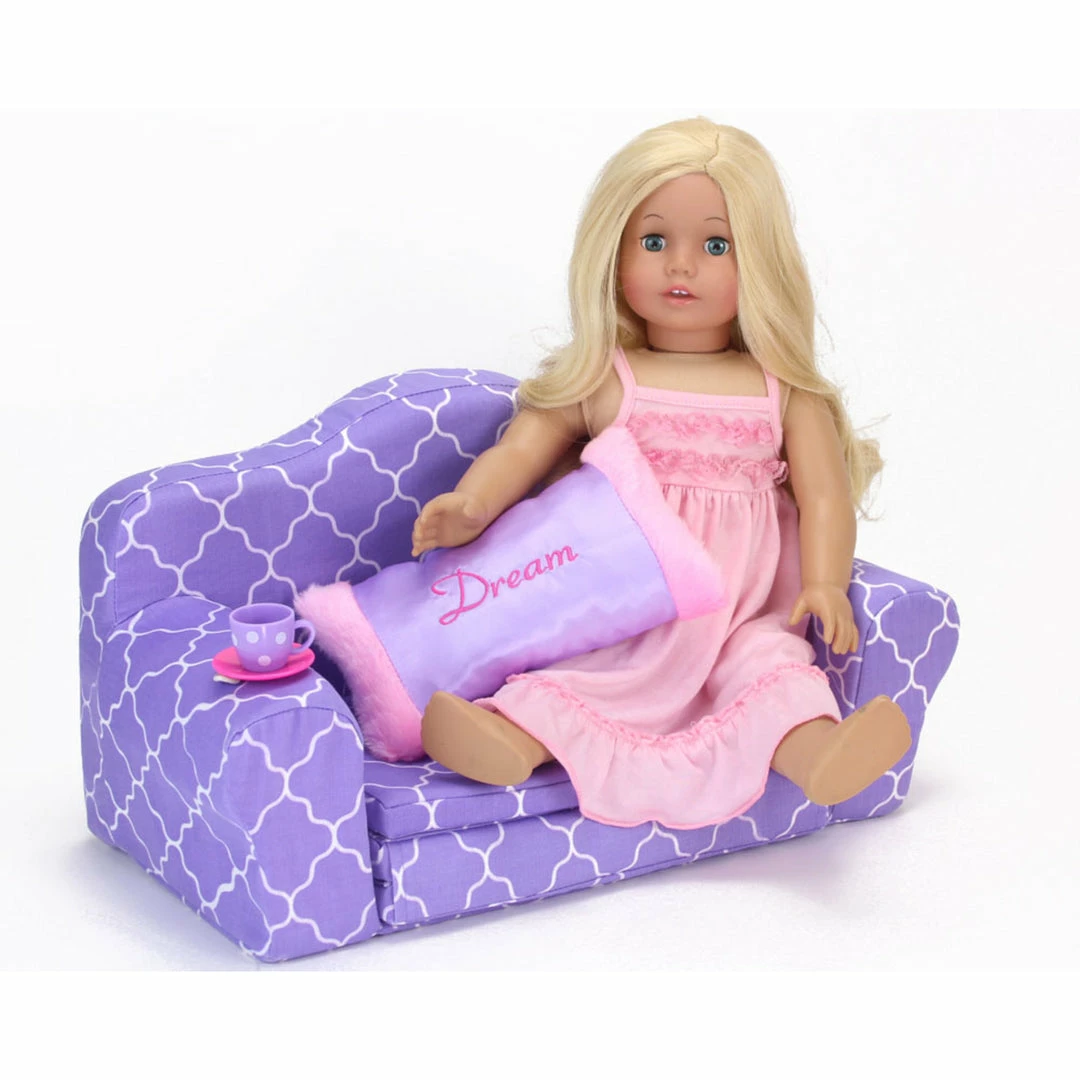 TeamsonUS Sophia's Plush Pull Out Couch/Double Bed Sized For 18" Dolls, Purple Kids