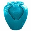 TeamsonUS Teamson Home Outdoor Glazed Pot Floor Fountain With LED Lights, Teal