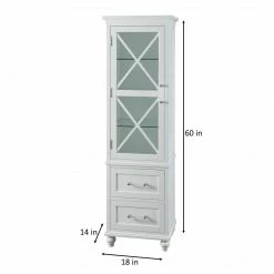 TeamsonUS Teamson Home Blue Ridge Wooden Linen Tower Cabinet With Adjustable Shelves, White