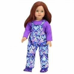 TeamsonUS Sophia's Ikat Print Snow Bib Overalls, Long Sleeve Tee, Fleece Hat And Boots Set For 18