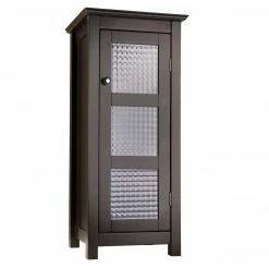 TeamsonUS Teamson Home Chesterfield Wooden Floor Cabinet With Waffle Glass Door, Espresso