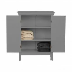 TeamsonUS Teamson Home Stratford Contemporary Wooden Floor Storage Cabinet With Two Doors, Gray