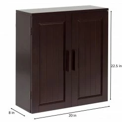 TeamsonUS Teamson Home Catalina Removable Wooden Wall Cabinet With 2 Doors, Espresso
