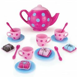 TeamsonUS Sophia's 17 Piece Tea Set With Petit Four Cakes For 18" Dolls, Pink/Blue Kids