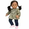 TeamsonUS Kids Sophia's Cheetah Print Tunic And Denim Jeggings Outfit Set For 15'' Dolls, Tan