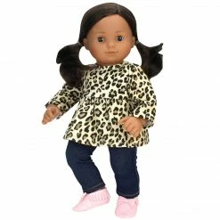TeamsonUS Kids Sophia's Cheetah Print Tunic And Denim Jeggings Outfit Set For 15'' Dolls, Tan