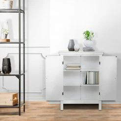 TeamsonUS Teamson Home Stratford Wooden Floor Cabinet With 2 Shelves, White