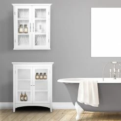 TeamsonUS Teamson Home Delaney Removable Wooden Wall Cabinet With 2 Doors, White