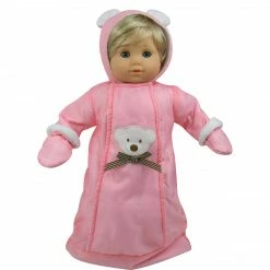 TeamsonUS Sophia's Polar Bear Bunting Snowsuit With Attached Mittens And Hood For 15' Dolls, Pink Kids