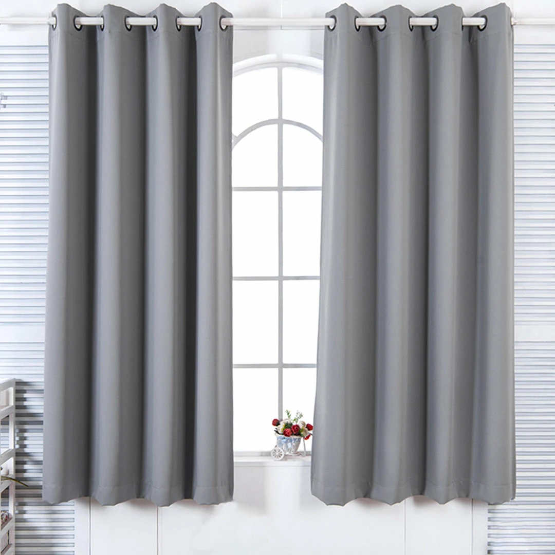 TeamsonUS Teamson Home 63" Lamia Premium Solid Insulated Thermal Blackout Window Curtain Panels With Grommets, Fossil Gray