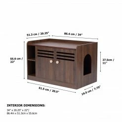 TeamsonUS Teamson Pets Robin Vented Wooden Cat Litter Box Enclosure Storage Bench, Mocha