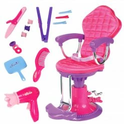 TeamsonUS Kids Sophia's Hair Styling Kit With Salon Chair Set For 18'' Dolls, Pink