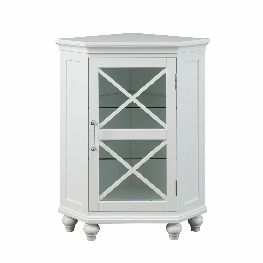TeamsonUS Teamson Home Blue Ridge Corner Wooden Floor Cabinet With Adjustable Shelves, White