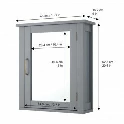 TeamsonUS Teamson Home Mercer Mid Century Modern Wooden Removable Medicine Cabinet, Gray