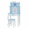 TeamsonUS Fantasy Fields Kids Dreamland Castle Vanity Set With Chair And Accessories, White/Blue