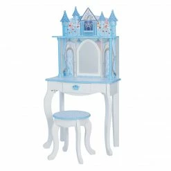 TeamsonUS Fantasy Fields Kids Dreamland Castle Vanity Set With Chair And Accessories, White/Blue