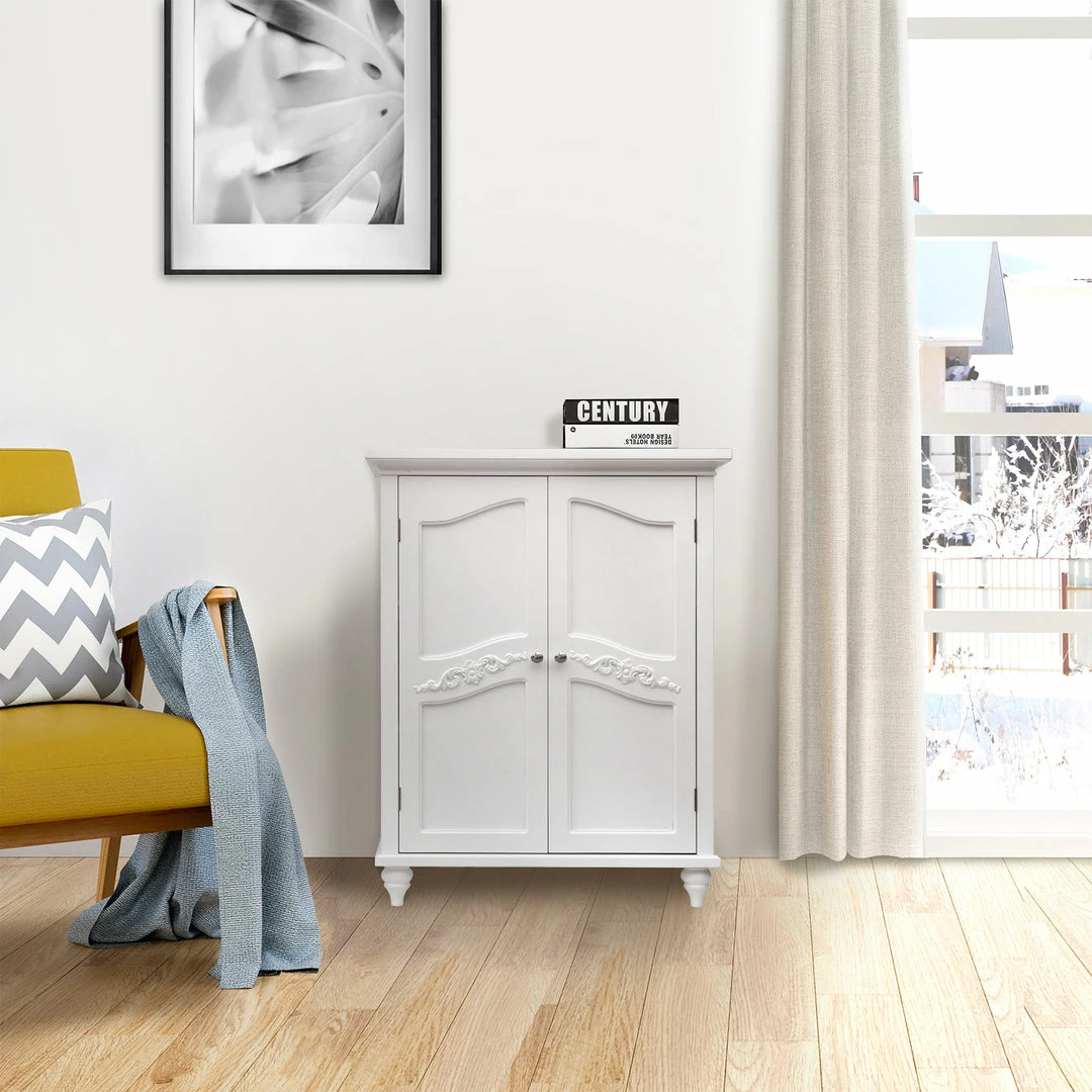 TeamsonUS Teamson Home Versailles Wooden Floor Cabinet With 2 Shelves, White