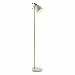 TeamsonUS Teamson Home Quincy Modern Monopod Floor Lamp With Antique Brass Finish, White