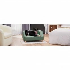 TeamsonUS New Teamson Pets Bennett Linen Sofa Dog Bed For Small And Medium Dogs, Sea Green