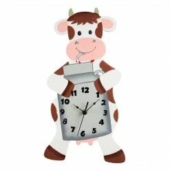 TeamsonUS Fantasy Fields Kids Decorative Happy Farm Cow Wall Clock, Brown