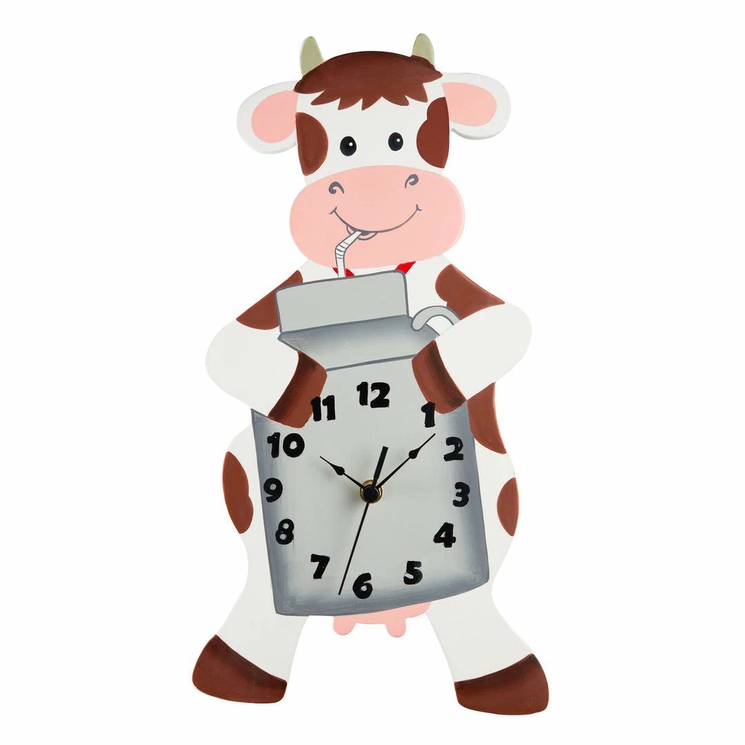 TeamsonUS Fantasy Fields Kids Decorative Happy Farm Cow Wall Clock, Brown