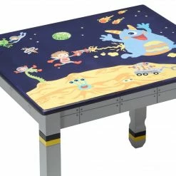 TeamsonUS Fantasy Fields Kids Painted Wooden Outer Space Table, Gray/Blue