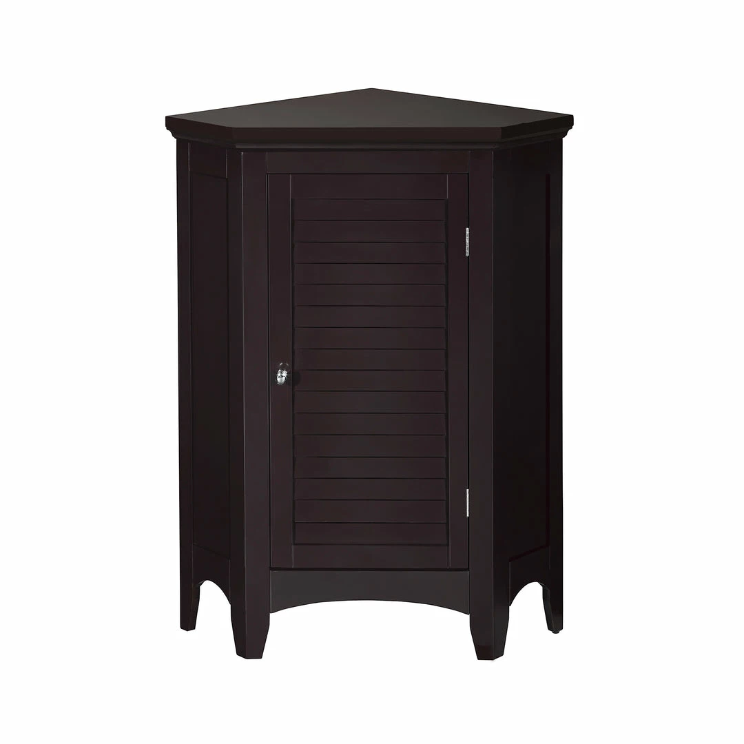TeamsonUS Teamson Home Glancy Wooden Corner Floor Cabinet With Shutter Door, Dark Brown