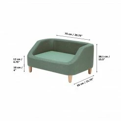 TeamsonUS New Teamson Pets Bennett Linen Sofa Dog Bed For Small And Medium Dogs, Sea Green