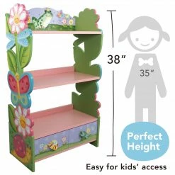TeamsonUS Fantasy Fields Magic Garden Wooden Bookshelf With Storage Drawers, Multicolor Kids