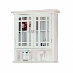 TeamsonUS Teamson Home Neal Removable Wooden Wall Cabinet With 2 Glass Doors, White