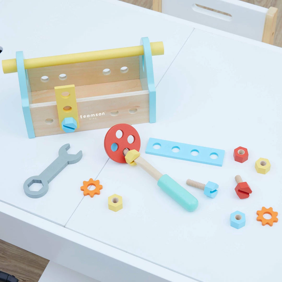 TeamsonUS Teamson Kids Little Helper Wooden Tool Box, Tool Belt And Accessories, Multicolor New