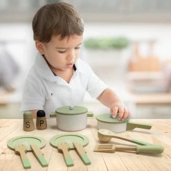TeamsonUS Teamson Kids Little Chef Frankfurt Wooden Cookware Play Kitchen Accessories, Green