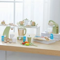 TeamsonUS Teamson Kids Little Chef Frankfurt 20 Piece Wooden Play Kitchen Tea Party Set, Green