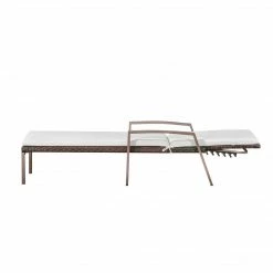 TeamsonUS New Teamson Home 2 Outdoor Wicker Patio Cushioned Chaise Lounge Chairs, Brown/Cream