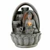 TeamsonUS Teamson Home 4-Tiered Buddha Tabletop Waterfall Fountain With LED Lights, Gray