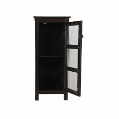 TeamsonUS Teamson Home Chesterfield Wooden Floor Cabinet With Waffle Glass Door, Espresso