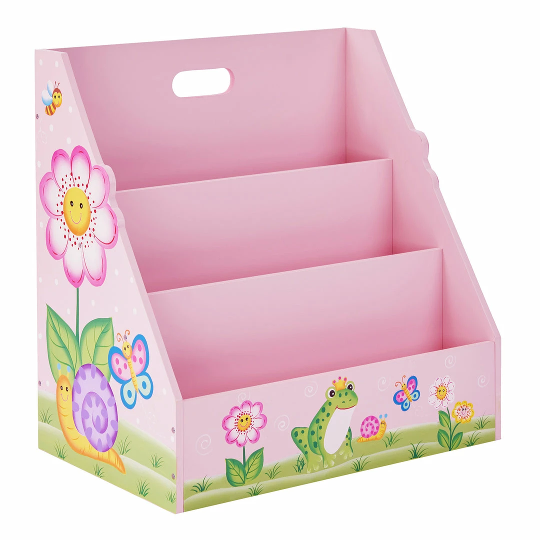 TeamsonUS Fantasy Fields Kids Painted Wooden Magic Garden 3-Tiered Bookshelf, Pink