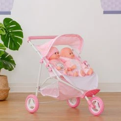 TeamsonUS Olivia's Little World Twinkle Stars Princess Deluxe Baby Doll Stroller, Pink/White
