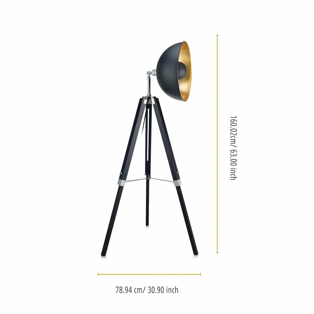 TeamsonUS Teamson Home Fascino Tripod Floor Lamp, Black/Gold