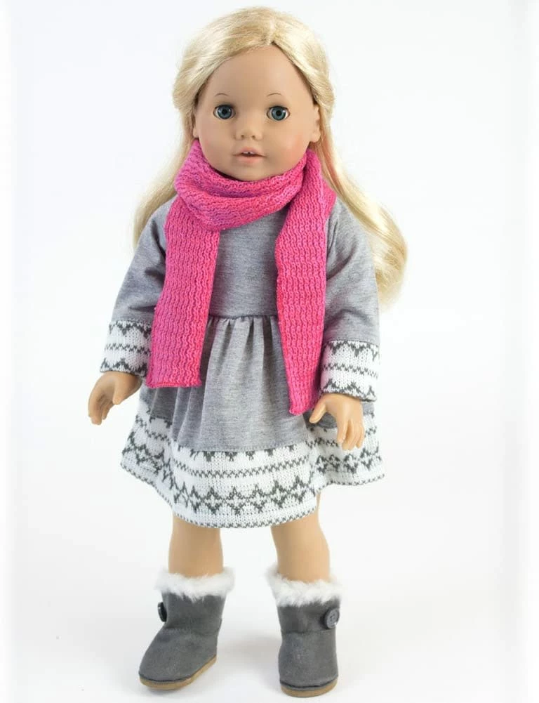 TeamsonUS Sophia's Doll Dress, Leggings, Hat, And Scarf Set For 18" Dolls Kids
