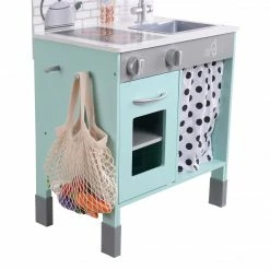 TeamsonUS Teamson Kids Little Chef Philly Modern Wooden Kitchen Playset, Mint/White