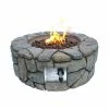 TeamsonUS Teamson Home 28" Outdoor Round Stone Propane Gas Fire Pit, Stone Gray