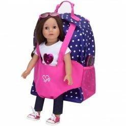 TeamsonUS Sophia's Polka Dot Backpack Carrier To Fit 15'' & 18'' Dolls, Navy